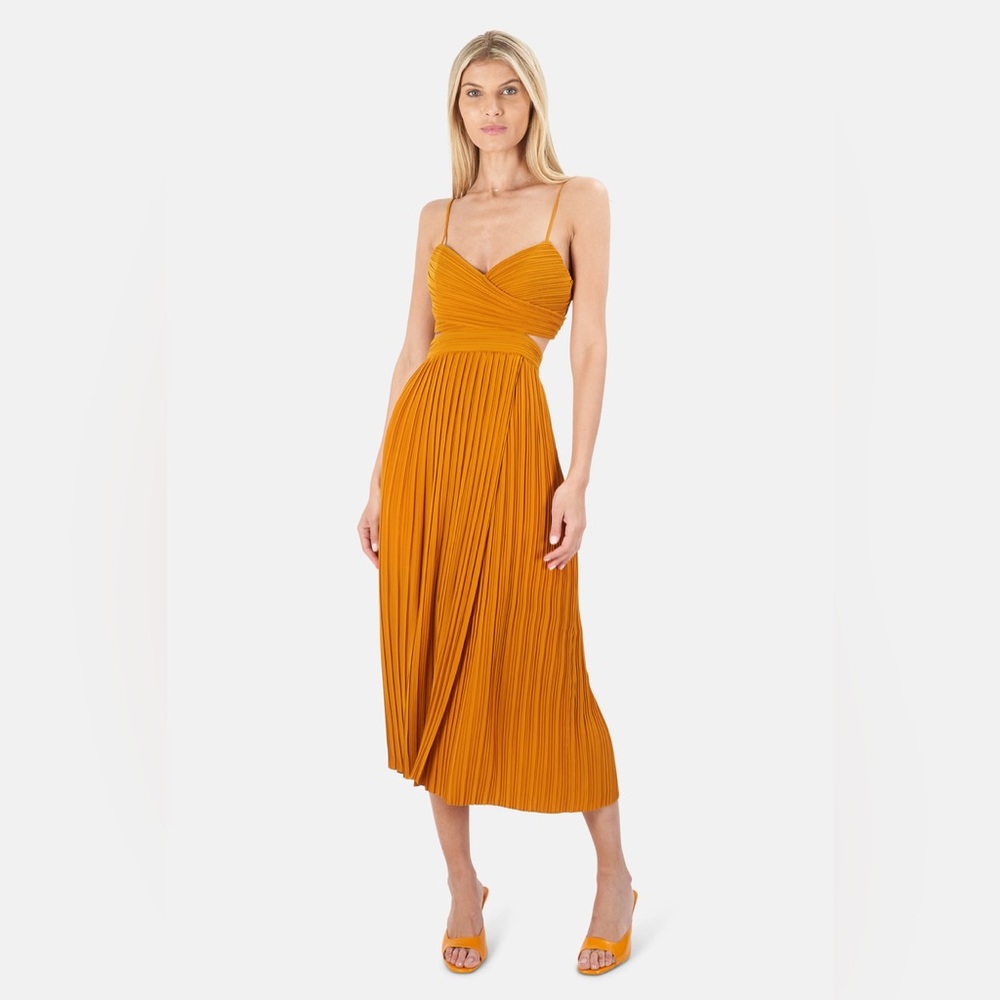 A.L.C. Sienna pleated cutout midi dress
